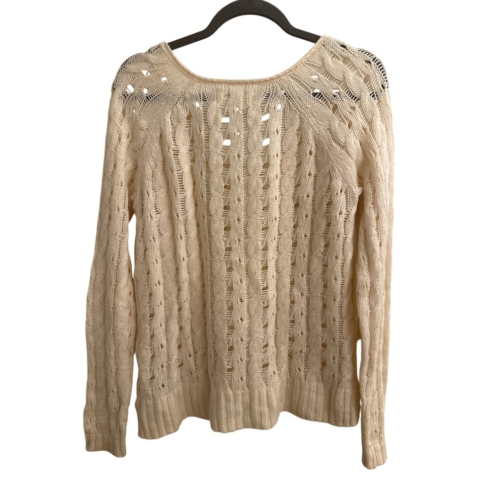 Abercrombie & Fitch Wool Blend Open Knit Sweater Coastal Grandma  Layer L - Picture 2 of 6